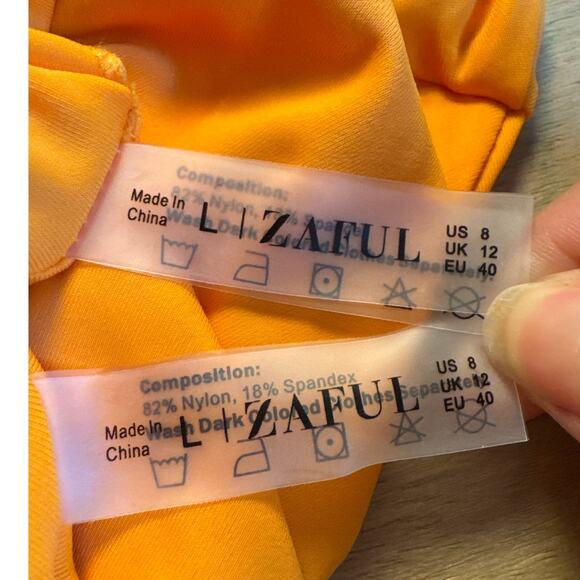 ZAFUL Bikini Set Tie Knot Spaghetti Strap High Cut Orange Swimwear Women's L/8 - Picture 10 of 11